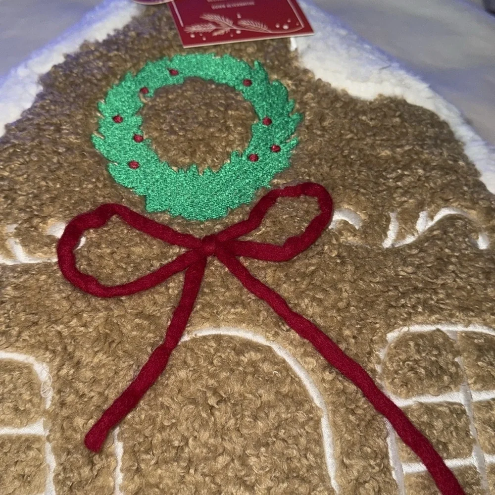 Martha Stewart large Teddy Gingerbread House Shaped Pillow